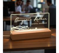 Plaque d'identification de bureau illuminée en acrylique personnalisée, Plaque de bureau personnalisée, Cadeaux pour les collègues de travail, Boss, Professeur, Décoration du bureau (Style 6)