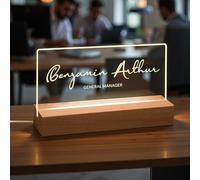 Plaque d'identification de bureau illuminée en acrylique personnalisée, Plaque de bureau personnalisée, Cadeaux pour les collègues de travail, Boss, Professeur, Décoration du bureau (Style 1)