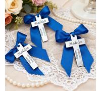 Plaque d'identification rectangulaire dorée, étiquette de baptême croix, étiquette de bénédiction dorée, logo de nom en alphabet, commémoratif de baptême, étiquette de baptême Croix dorée perforée ave