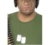 Smiffys Chaîne avec plaque d'identité, argent, aluminium Halloween, Carnaval