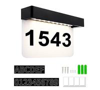 Plaque d'immatriculation de maison solaire à LED, plaque d'adresse personnalisée avec lettre et numéro, support mural de numéro d'adresse lumineux étanche pour la maison et le jardin