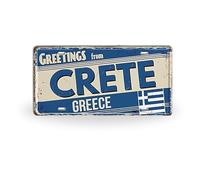 Plaque d'immatriculation des îles grecques - Impression vintage en métal - Villes grecques - Décoration d'intérieur méditerranéenne - Cadeau souvenir de voyage - Crète (Alt)