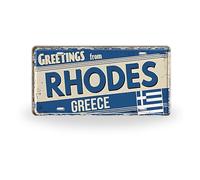 Plaque d'immatriculation des îles grecques - Impression vintage en métal - Villes grecques - Décoration d'intérieur méditerranéenne - Cadeau souvenir de voyage Rhodes
