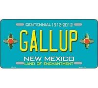 Plaque d'immatriculation en métal Gallup New Mexico - 15,2 x 30,5 cm - Bleu sarcelle