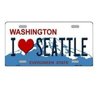 Plaque d'immatriculation en métal I Love Seattle Washington 15,2 x 30,5 cm