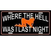Plaque d'immatriculation en métal « Where The Hell Was I Last Night » - 15,2 x 30,5 cm