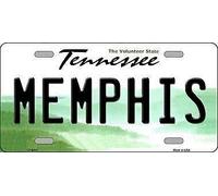 Plaque d'immatriculation fantaisie en métal Memphis Tennessee 15,2 x 30,5 cm