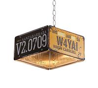 Plaque d'immatriculation industrielle du pendentif vintage décor créatif décor de lustre rétro Loft en fer Éclairage de plafond E27 Lumière suspendue pour salle à manger du restaurant Cafe (A)