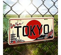 Plaque d'immatriculation japonaise Tokyo en aluminium - 30 x 15 cm - Décoration à suspendre - Cadeau amusant pour la famille et les amis - Décoration murale ou de porte