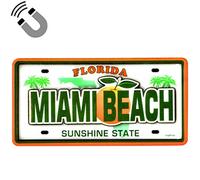 Plaque d'immatriculation Miami Beach Floride double couche aimantée en MDF 5,1 x 11,4 cm