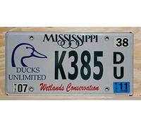 Plaque d'immatriculation MNUT Mississippi pour zones humides Conserion Canards Unltd.