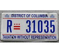 Plaque d'immatriculation Washington D C avec sa taxation sans représentation 15,2 x 30,5 cm