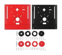 Plaque d'insertion de table de toupie en alliage d'aluminium avec trou central pour l'alignement de la toupie et fixation à vis, conçue pour les bancs de travail du bois et le routage (rouge)