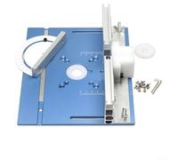 Plaque d'insertion de table de toupie en aluminium avec planche à rabat et règle poussoir pour machine à graver le bois, taille 240 x 200 mm avec trous de vis 56 x 45 mm et 70 x 62 mm, bleu