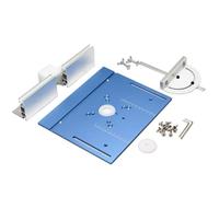 Plaque d'insertion en aluminium pour machines à graver sur bois - 240 x 200 mm - Planche à rabat avec motifs de trous de vis doubles (56 x 45 mm et 70 x 62 mm), bleu