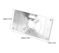 Plaque d'insertion pour table de défonceuse, machine à découper et graver en aluminium, plateau rabattable avec 4 anneaux pour le
