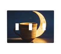 Plaque d'interrupteur à 3 interrupteurs Coffee Moon - Plaque murale en polycarbonate incassable - Résistante à la chaleur - Décoration pour la maison