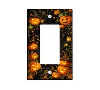 Plaque d'interrupteur à bascule citrouilles - Lanterne féerique festive en forme de chat - Pour chambre à coucher, salle de bain, cuisine, entrée - Orange