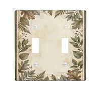 Plaque d'interrupteur à bascule double pour salle de bain - Chêne naturel rustique en plastique vert automne - Taille standard - Pour chambre à coucher, bureau, cuisine, entrée