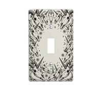 Plaque d'interrupteur à bascule gothique avec tête de mort | Style d'esquisse à l'encre, thème mystique gothique, accents de lune et d'étoile, ornements floraux, esthétiques gothiques