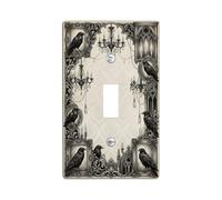 Plaque d'interrupteur à bascule gothique corbeau victorien | Gothique victorien esthétique, cadres photo ornés, illustrations détaillées d'oiseaux, décoration d'intérieur humeur