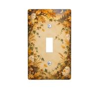 Plaque d'interrupteur à bascule, illustration fantôme, forêt d'automne | Lanterne lumineuse, feuillage de forêt fantaisie, tons chauds et dorés, atmosphère boisée confortable