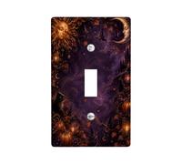 Plaque d'interrupteur à bascule Motif lune et soleil sorcière céleste | Motif soleil et lune, illustration de chat, esthétique sorcière, atmosphère mystique, décoration murale fantaisie sombre