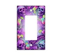 Plaque d'interrupteur à bascule simple en plastique avec motif tête de mort, cocktail tropical vibrant, vert citron, violet, taille standard, accents muraux pour nouvel appartement, maison, chambre à