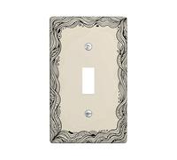Plaque d'interrupteur à bascule simple en plastique beige avec lignes minimalistes et lignes florales taille standard pour nouvel appartement, maison, chambre à coucher, bureau (simple)