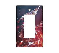 Plaque d'interrupteur à bascule simple en plastique rouge - Motif drapeau patriotique héroïque - Indépendance du feu - Taille standard - Décoration pour chambre à coucher, salle de bain, cuisine