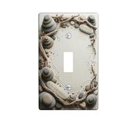 Plaque d'interrupteur à bascule simple pour salle de bain - Branches zen naturelles - Sable - Sans plastique beige - Taille standard - Pour maison, salon, nouvel appartement (simple)