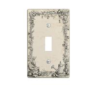 Plaque d'interrupteur à bascule simple pour salle de bain - Style vintage rustique - En plastique beige - Taille standard - Pour salon, chambre à coucher, maison et bureau - Simple