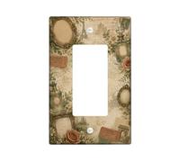 Plaque d'interrupteur à bascule simple - Style vintage shabby chic - Carte postale vintage - En plastique beige - Taille standard - Décoration pour la maison, le salon, la chambre à coucher, la salle