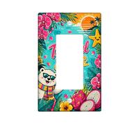Plaque d'interrupteur à bascule unique en forme d'ours - Motif tournesols tropicaux - Turquoise - Taille standard - Pour salon, chambre à coucher, maison et bureau