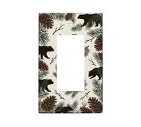 Plaque d'interrupteur à bascule unique en forme d'ours - Pommes de pin rustiques - En plastique marron - Taille standard - Décoration pour la maison, le salon, l'appartement