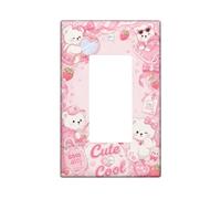Plaque d'interrupteur à bascule unique en forme d'ours - Ruban de fraises - Taille standard - Pour nouvel appartement, maison, chambre à coucher, bureau