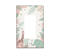 Plaque d'interrupteur à bascule unique en plastique vert pastel motif girafe - Décoration pour salon, chambre à coucher, maison ou bureau