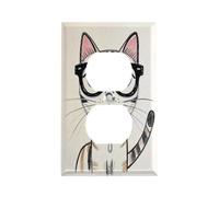 Plaque d'interrupteur à lunettes motif hipster chat chaton en acier inoxydable durable couvertures de prise électrique incassable bord moderne plaques murales décoratives duplex pour chambre à coucher