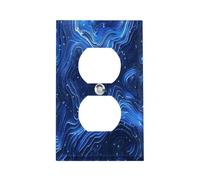 Plaque d'interrupteur à motif bleu électrique durable en acier inoxydable incassable, bord moderne, plaques murales duplex décoratives pour chambre à coucher, cuisine, maison