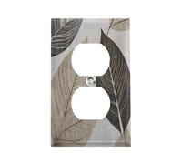 Plaque d'interrupteur à motif de feuille blanche en acier inoxydable durable, incassable, bord moderne, plaques murales duplex décoratives pour chambre à coucher, cuisine, maison