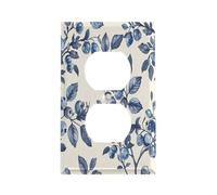 Plaque d'interrupteur à motif fleur de myrtille en acier inoxydable durable incassable bord moderne plaques murales duplex décoratives pour chambre à coucher, cuisine, maison