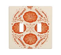 Plaque d'interrupteur à motif floral d'automne - Motif pensée orange pour décoration d'intérieur - Plaques murales en thermoplastique - Taille standard - Double bascule