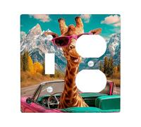 Plaque d'interrupteur amusante en forme de girafe, décoration de voiture et de ciel, été, style fantaisie pour la maison, plaques murales en thermoplastique à bascule duplex