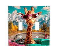 Plaque d'interrupteur amusante girafe - Décoration de voiture et ciel - Style fantaisie pour la maison - Plaques murales en thermoplastique - Double bascule