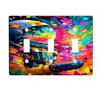 Plaque d'interrupteur astronaute colorée - Thème de l'espace vibrant pour décoration de chambre - Triple bascule thermoplastique de taille standard