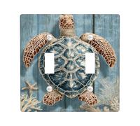 Plaque d'interrupteur/cache-prise de courant en forme de tortue de mer, pour décoration de plage, plaques murales en thermoplastique, taille standard, double bascule