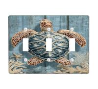 Plaque d'interrupteur/cache-prise de courant en forme de tortue de mer, pour décoration de plage, plaques murales en thermoplastique, taille standard, triple bascule