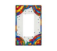 Plaque d'interrupteur circulaire à bascule unique en verre teinté coloré à pois carrés non multicolores en plastique de taille standard pour décoration de salon, chambre à coucher, bureau