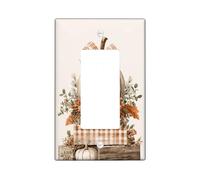 Plaque d'interrupteur citrouille d'automne - Décoration d'automne beige avec thème récolte - Plaques murales décoratives pour le salon - Taille standard en thermoplastique - Bascule simple
