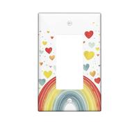 Plaque d'interrupteur colorée en forme de cœur et d'arc-en-ciel, design décoratif rouge vif et jaune pour chambre d'enfant, plaques murales en thermoplastique, taille standard à bascule simple